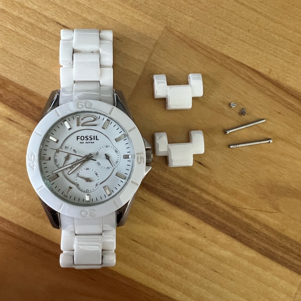 White Ceramic Fossil Watch